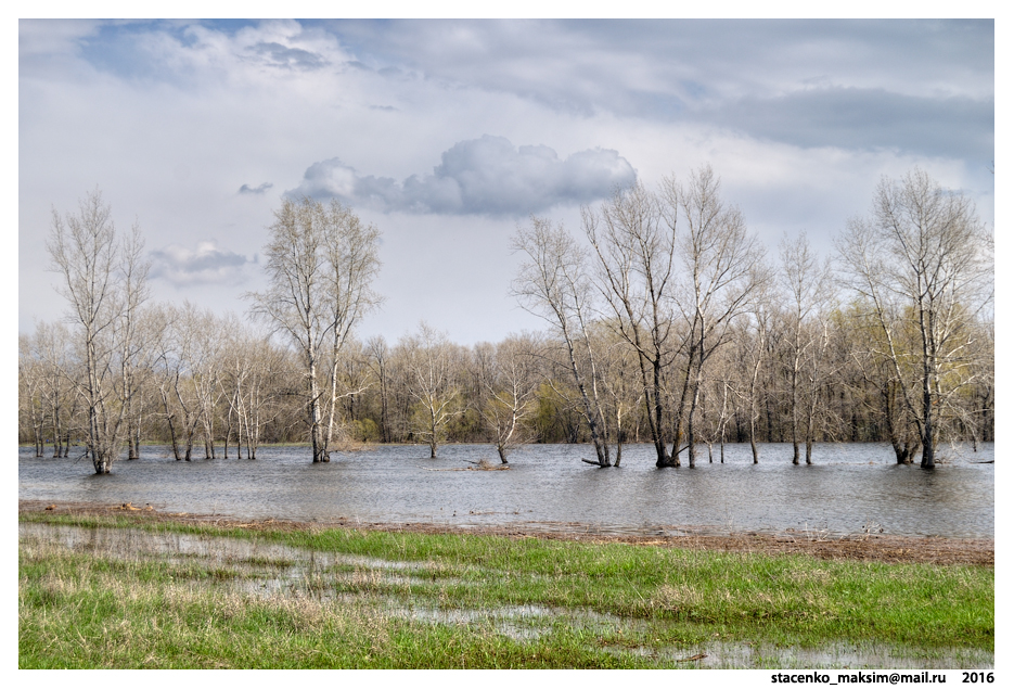 Клочья облаков над весенней водой